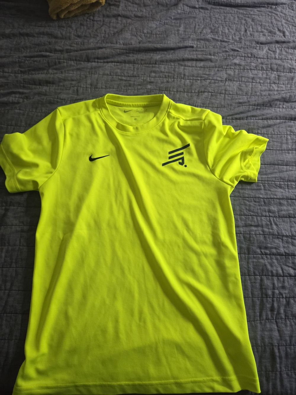 ECNL Nike Neon Yellow Athletic Shirt with Black Logos